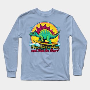 Dinosaur Surfing Funny Long Sleeve T-Shirt